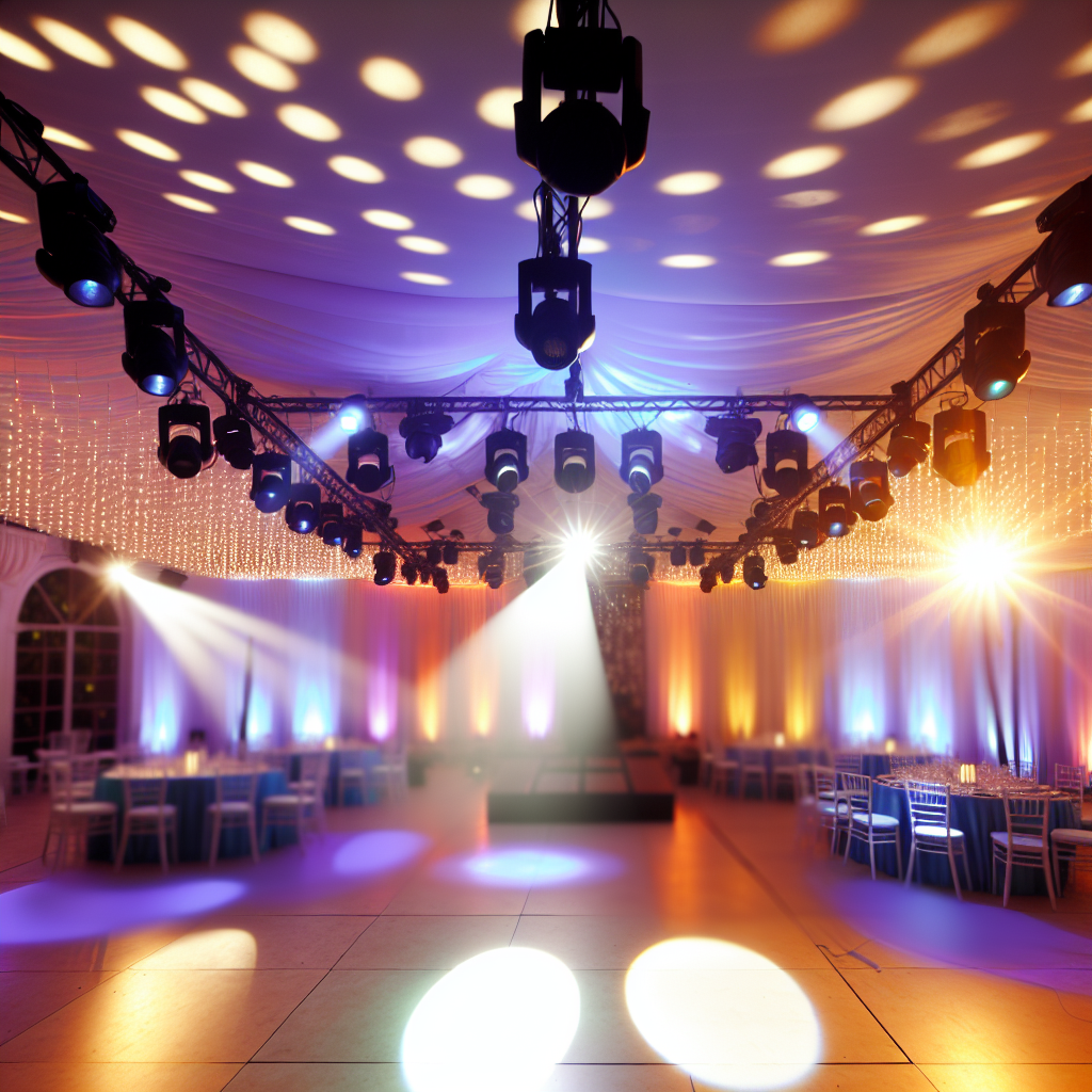 Beautiful event lighting setup with warm ambient glow